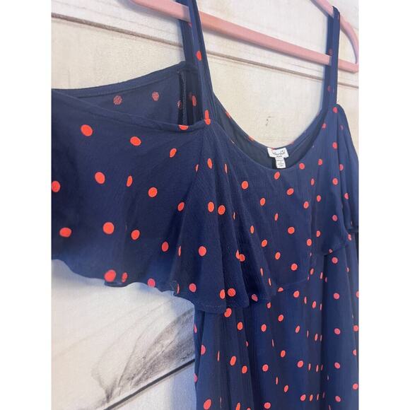 Splendid Mavy Blue Polka Dot Dress Size Medium Playful Casual - Picture 2 of 5